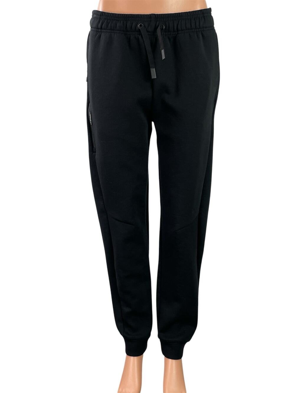 BYLT Black Elastic Waist Drawstring Tapered Athletic Trousers Jogger Pants Sz M